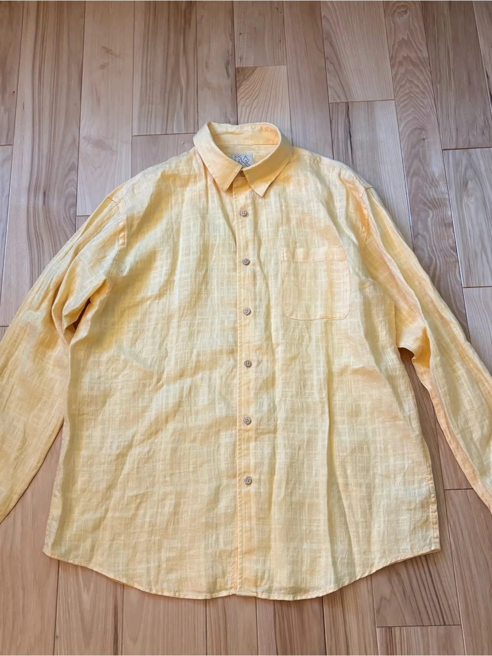 Jos. A Bank Yellow Linen Button Front Long Sleeve Shirt